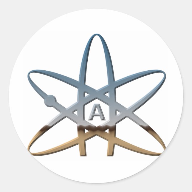 Logidea atheist atomic symbol classic round sticker (Front)