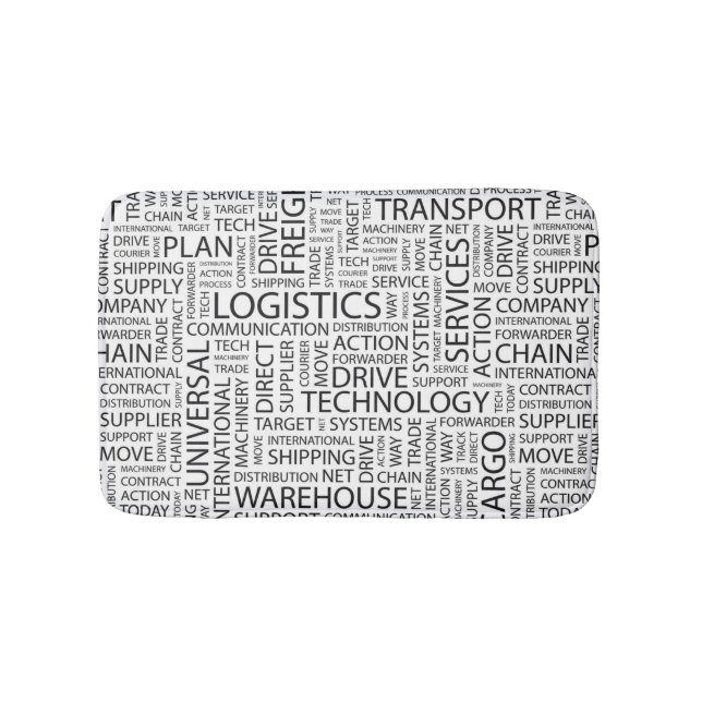 LOGISTICS pattern with words Bath Mat (Front)