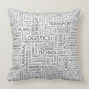 LOGISTICS pattern with words Cushion
