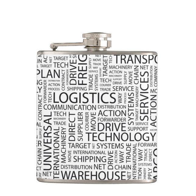 LOGISTICS pattern with words Hip Flask (Front)