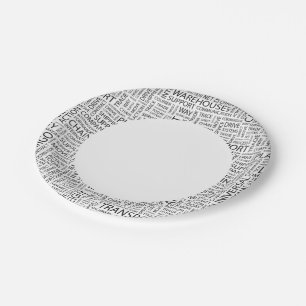LOGISTICS pattern with words Paper Plate