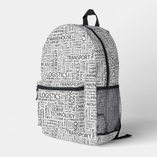 LOGISTICS pattern with words Printed Backpack