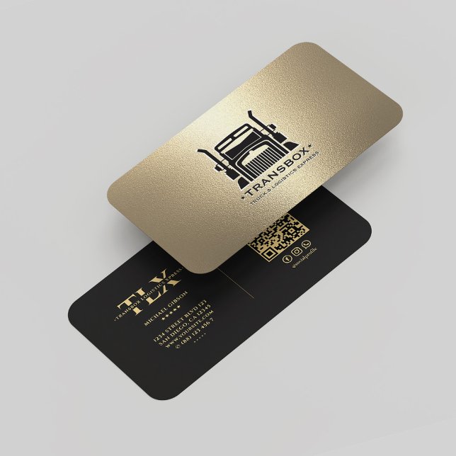 Logistics Truck Driver Elegant Modern Black Gold  Business Card (Logistics Truck Driver Elegant Modern Black Gold )