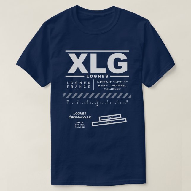 Lognes Émerainville Aerodrome Airport XLG T-Shirt (Design Front)