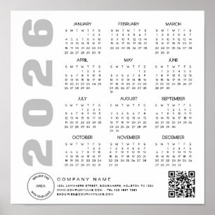 Logo 2026 Calendar QR Code Company name Poster