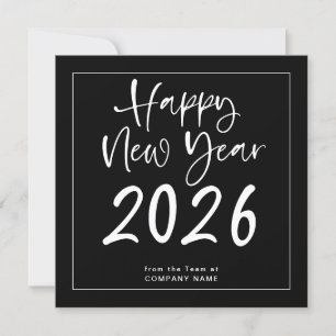 Logo 2026 Calendar QR Code Company New Year Black Holiday Card