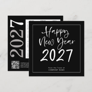 Logo 2027 Calendar QR Code Company New Year Black Holiday Card
