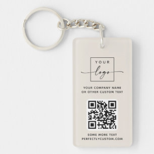Logo 3 QR codes custom text ivory or any colour Key Ring