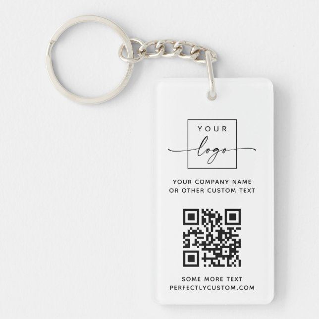 Logo 3 QR codes custom text white or any colour Key Ring (Front)