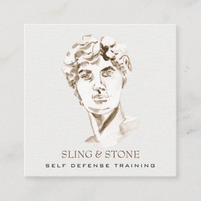 *~*  Logo 3 QR - Mythology Greek God AP45 DAVID  Square Business Card (Front)