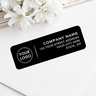 Logo 4 lines of text black business return address