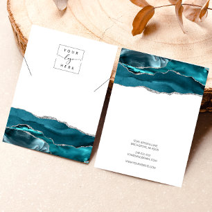 Logo Agate Teal Silver Necklace Display Card