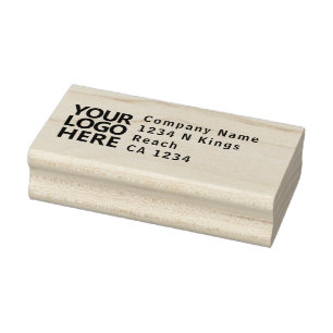 Logo and business address personalised rubber stamp