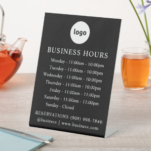 LOGO and Business Hours Black Standing Sign