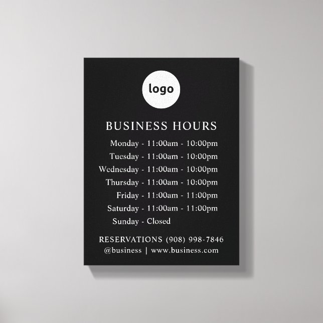 LOGO and Business Hours | Stretched Canvas Print (Front)