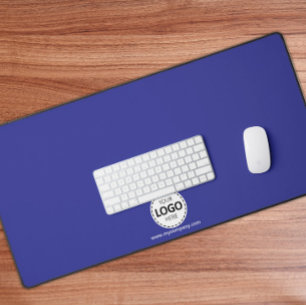 Logo and Company Details Custom Blue Desk Mat