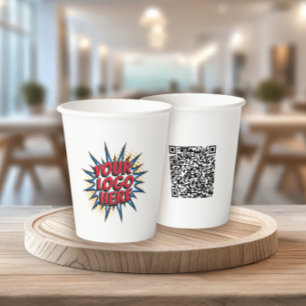 Logo and QR Code Buisness Marketing White Paper Cups