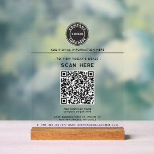 Logo and QR Code Business Promotional Advert Acrylic Sign