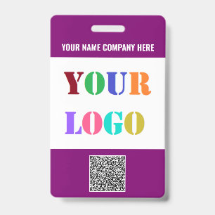 Logo and QR Code Info Text Business Badge Template ID Badge