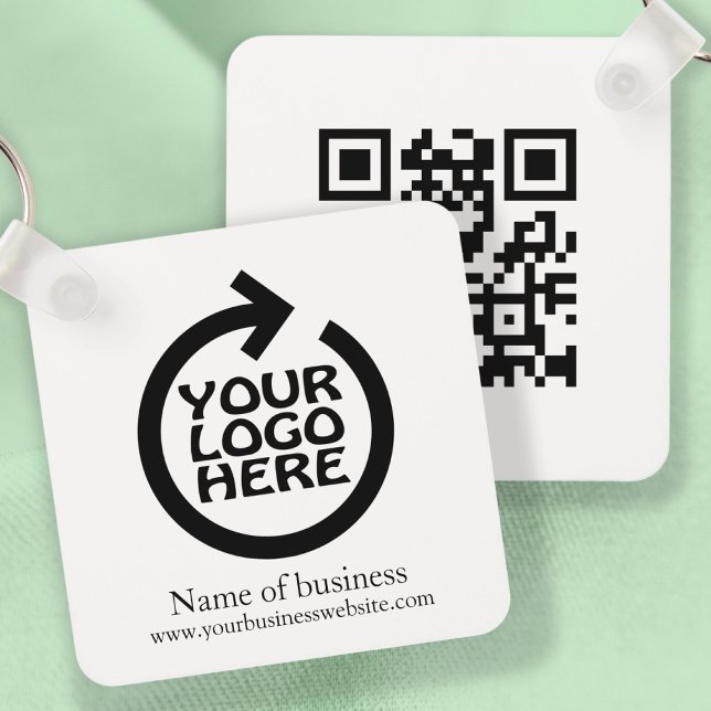 Logo and QR Code Personalised Business Key Ring (Logo and QR Code Personalized Business Keychain by Ricaso. Change details to suit your requirements)