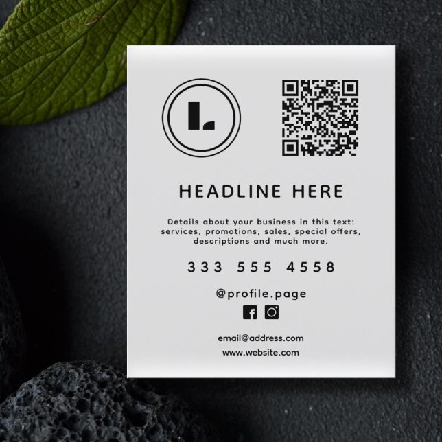 Logo and QR code white minimalist Flyer (Creator Uploaded)