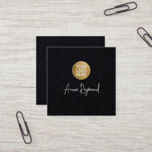 Logo and Script Name Premium Black Square Business Card