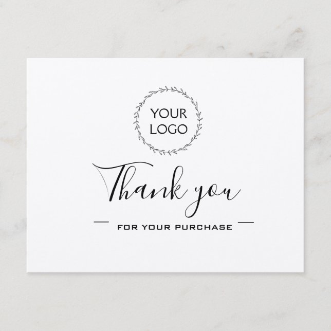 Logo and social media elegant kraft thank you card (Front)