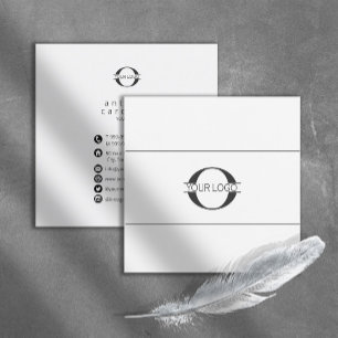 Logo and Social Media Icons Blk/White Sq  ID810 Square Business Card