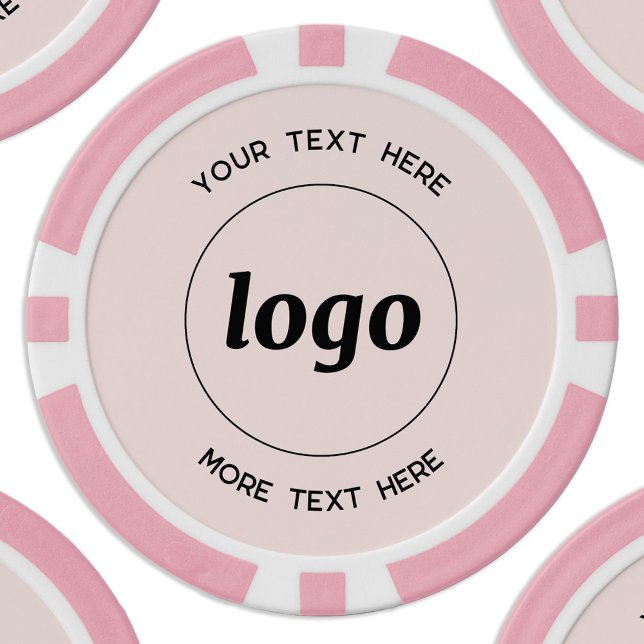 Logo and Text Business Promotional Blush Pink Poker Chips (Blush pink logo and text promotional business poker chip)