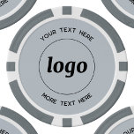 Logo and Text Business Promotional Powder Blue Poker Chips<br><div class="desc">Simple logo and custom text for promoting your business.  Replace the logo and text with your own to customise.  Minimalist and professional to reflect your brand.</div>