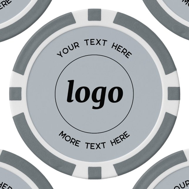 Logo and Text Business Promotional Powder Blue Poker Chips (Logo with custom text light dusty powder blue business promotional branded poker chips)