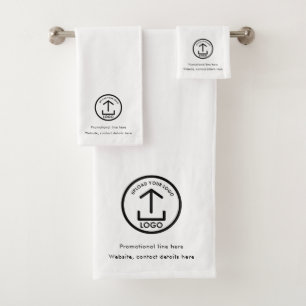 Logo and Text Promotional Professional Swag White Bath Towel Set