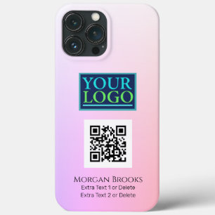 Logo/Art/Photo QR Code Name, Gradient Purple Peach iPhone 13 Pro Max Case