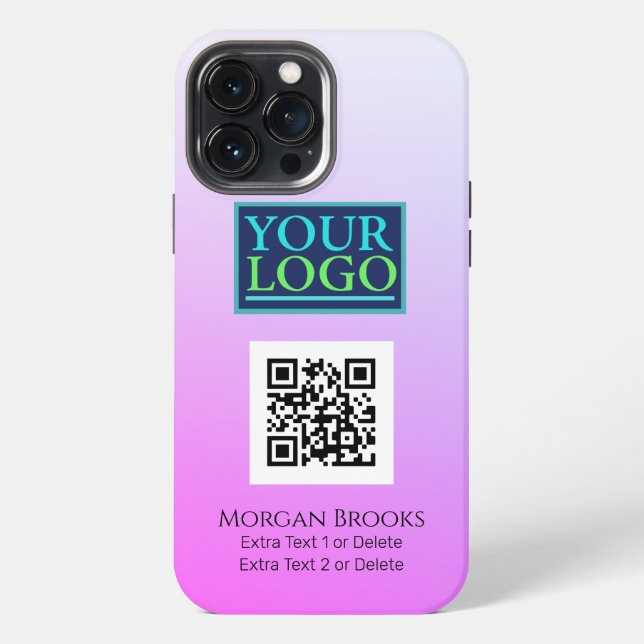 Logo/Art/Photo, QR Code, Name, Gradient Red Violet iPhone Case (Back)