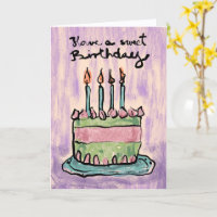 Logo Artistic Hand Drawn Cake Blue Purple Birthday