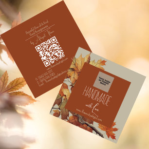 Logo Autumn Fall Floral Handmade Crafting Square Business Card