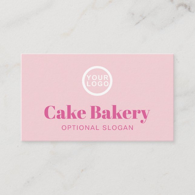 Logo Baker Pastry Chef Bakery I Pink Business Card (Front)