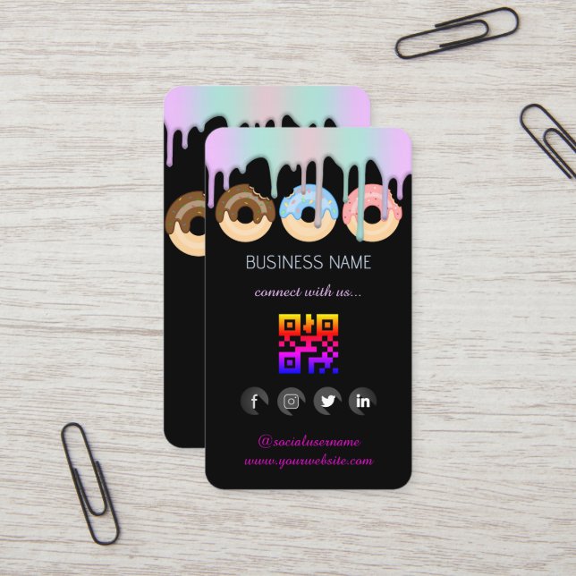 Logo Bakery  -Social Media QR Code  Business Card (Front/Back In Situ)