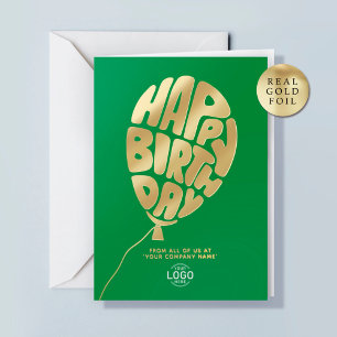 Logo Balloon Green Business Foil Birthday Card