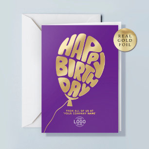 Logo Balloon Purple Business Foil Birthday Card
