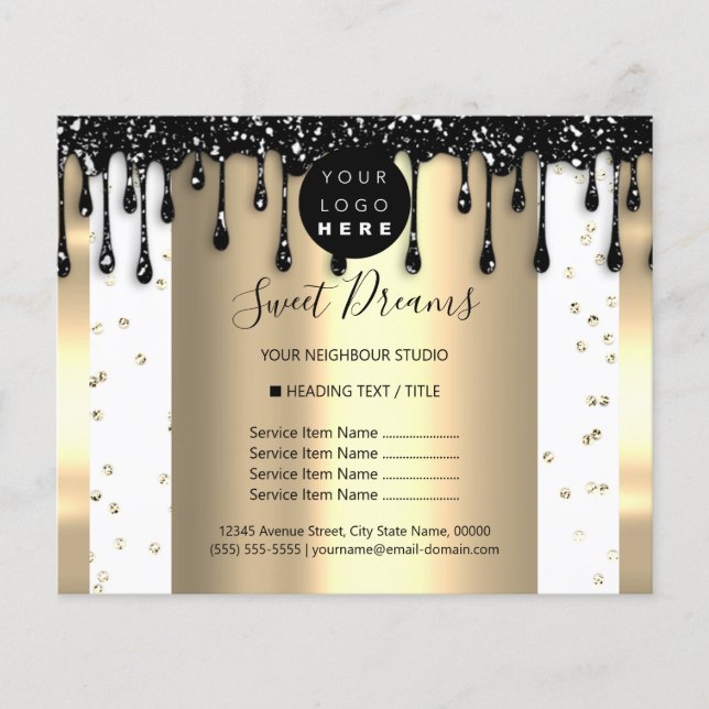 Logo Beauty Makeup Nails Price List Drips Lux Flyer (Front)