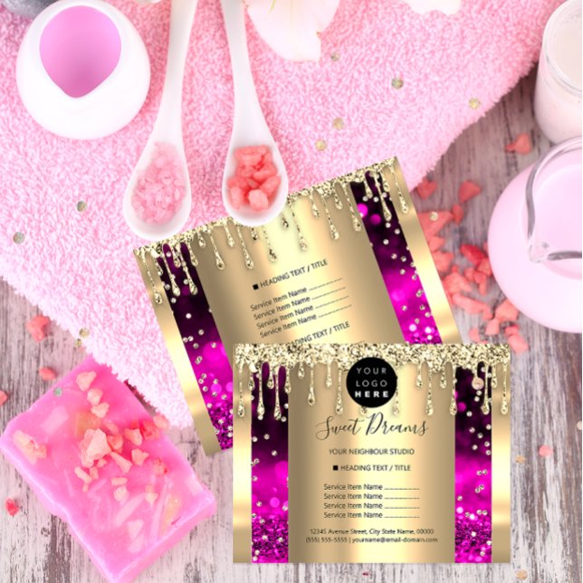 Logo Beauty Makeup Nails Price List Gold Pink Flyer (Logo Beauty Makeup Nails Price List Gold Pink Flyer)