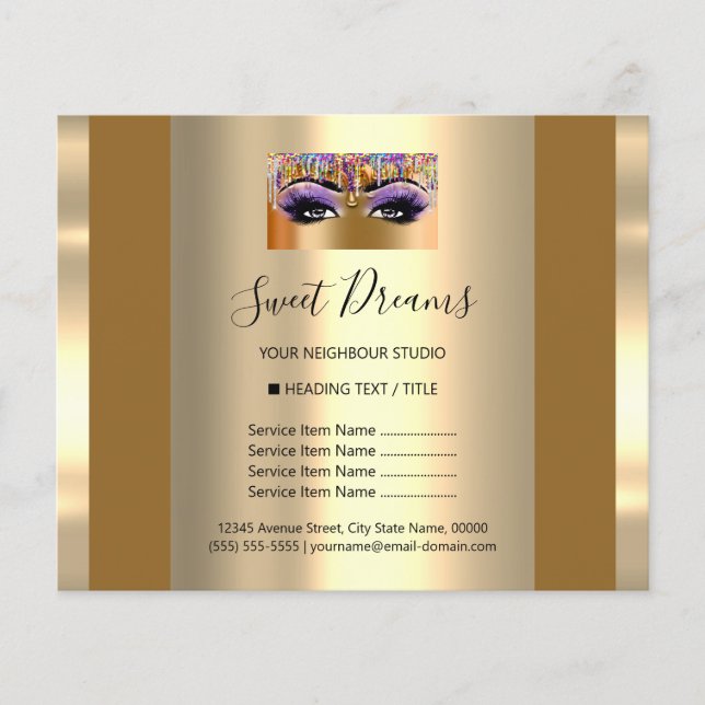 Logo Beauty Salon Makeup Price List Mustard Flyer (Front)