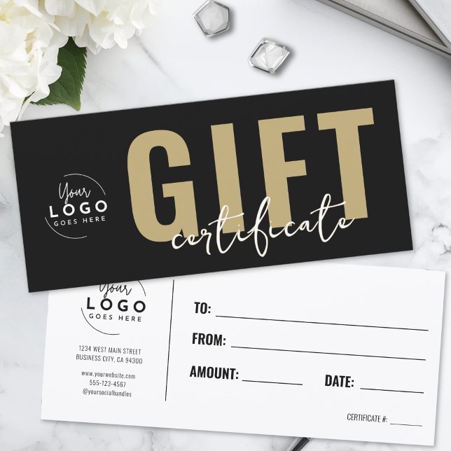 Logo Black And Gold Business Gift Certificate (Logo Modern Black Gold Business Gift Certificate)