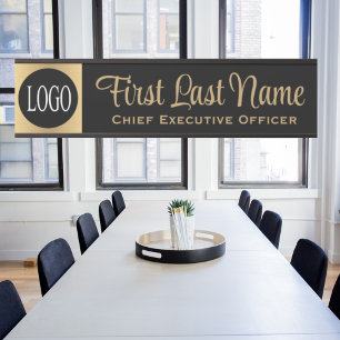 Logo Black and Gold Office Door Signs Name Plate