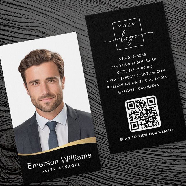 Logo black faux golden wave Photo logo QR code (Logo black faux golden wave Photo logo QR code)