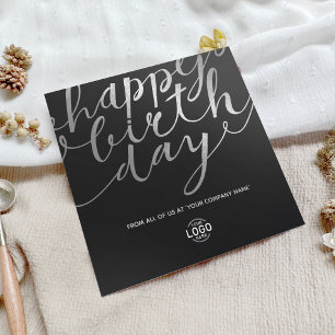 Logo Black Faux Silver Foil Script Birthday Card
