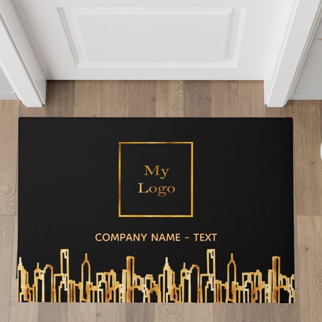 Logo black gold city skyline business real estate doormat (Creator Uploaded)