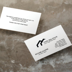 LOGO Black house real estate agent professional Referral Card