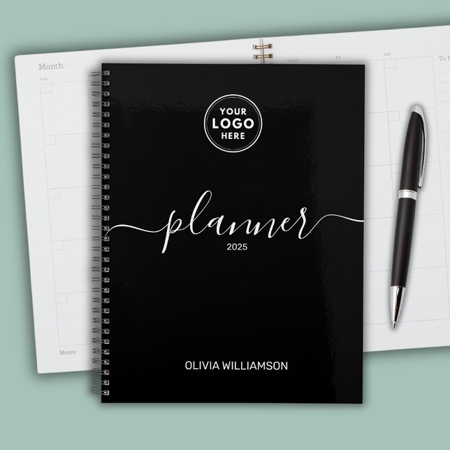 Logo Black Professional Business Planner (Logo professional business planner with custom text)